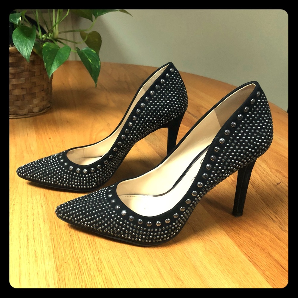 Jessica Simpson Black studded suede heels, Sz 9 39